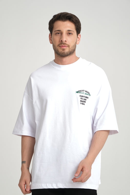 "CREATE" Back Patch Embroidered Oversized T-Shirt R-5817