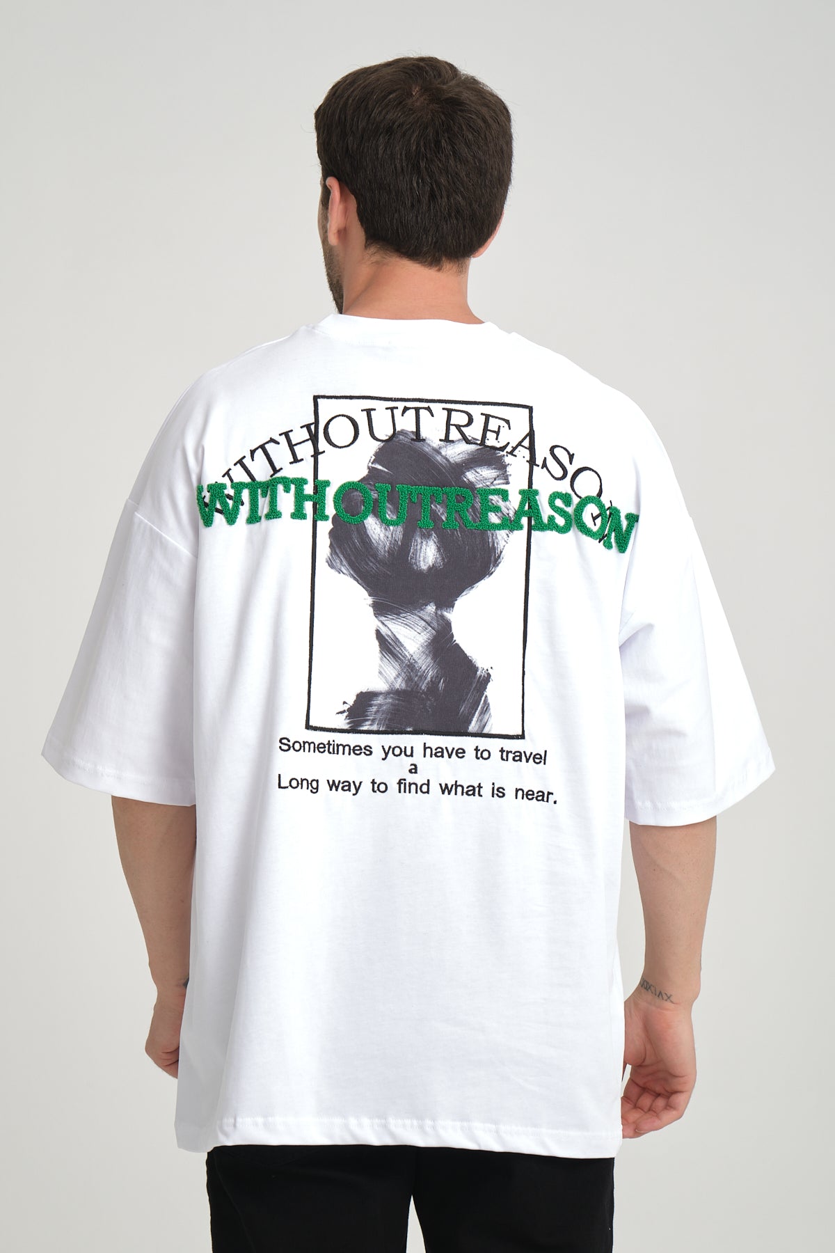 "CREATE" Back Patch Embroidered Oversized T-Shirt R-5817