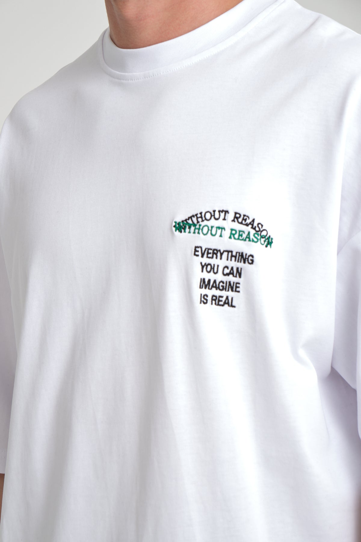 "CREATE" Back Patch Embroidered Oversized T-Shirt R-5817