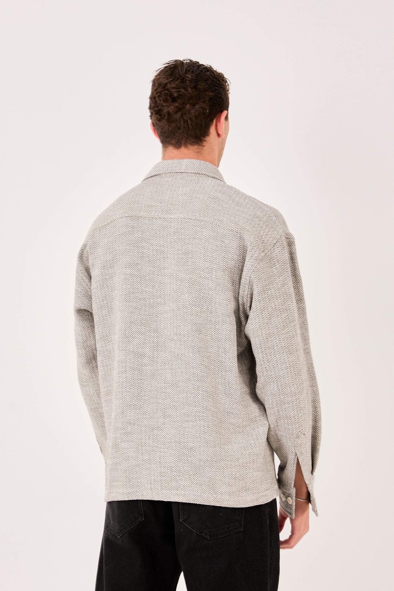 Men’s Long Sleeve Band Collar Shirt with Pocket X-0001