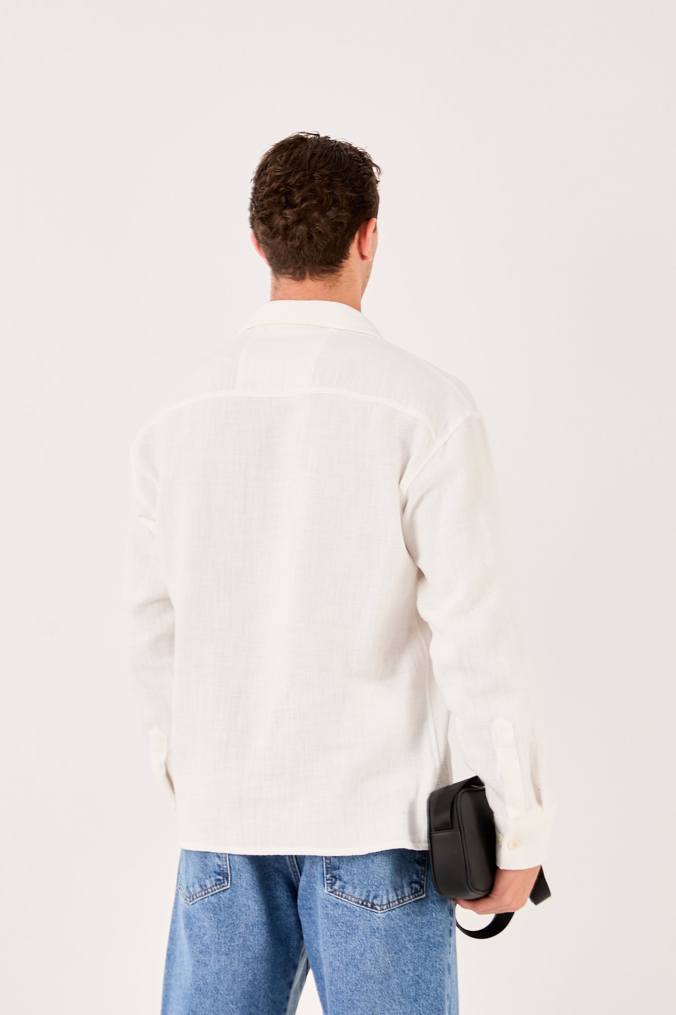 Men’s Long Sleeve Band Collar Shirt with Pocket X-0001
