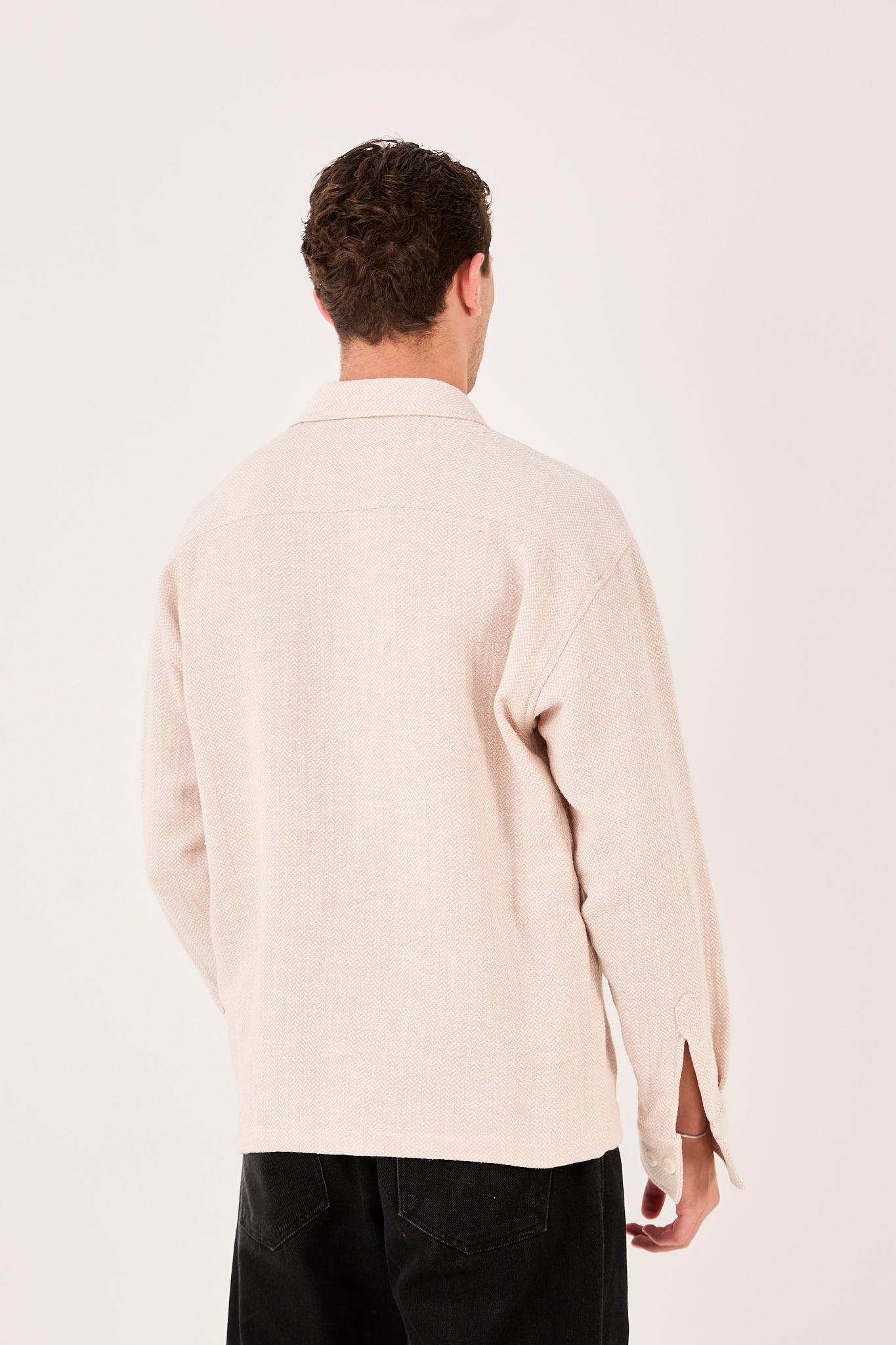 Men’s Long Sleeve Band Collar Shirt with Pocket X-0001