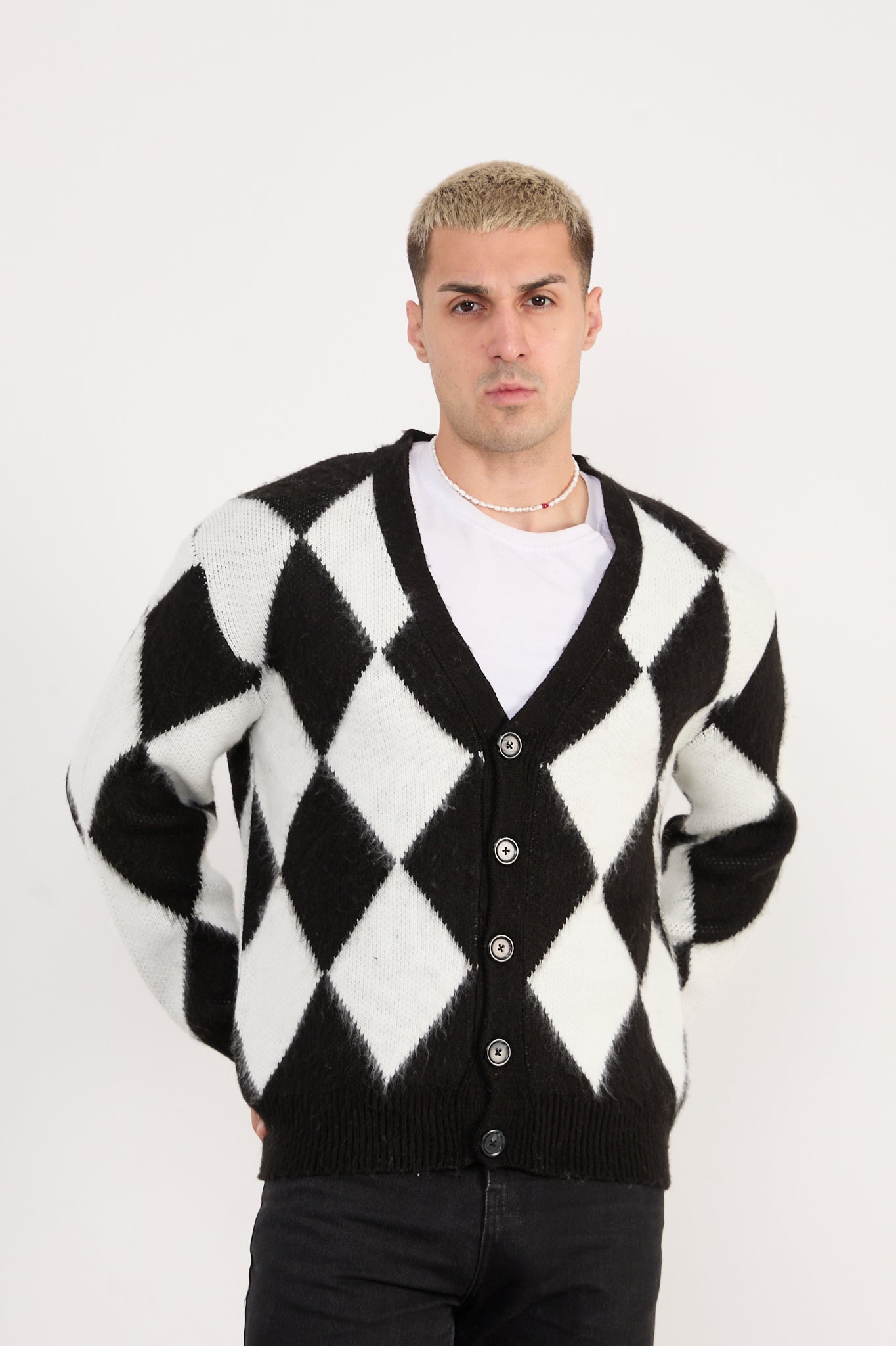 Men’s Argyle Knit Cardigan X-5007