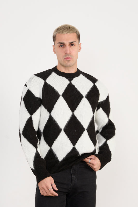 Men’s Argyle Knitted Sweater  X-5008