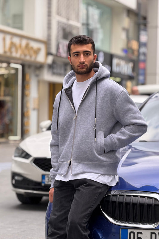 Unisex Heavyweight Zip-Up Hoodie – Oversized Streetwear Full Zip Hoodie X-4004