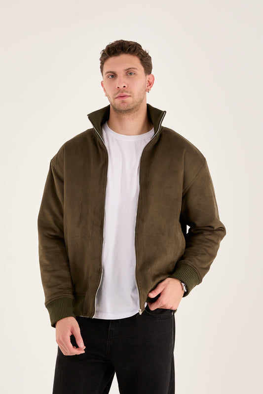 Men’s Soft Suede Zip-Up Bomber Jacket – X2021