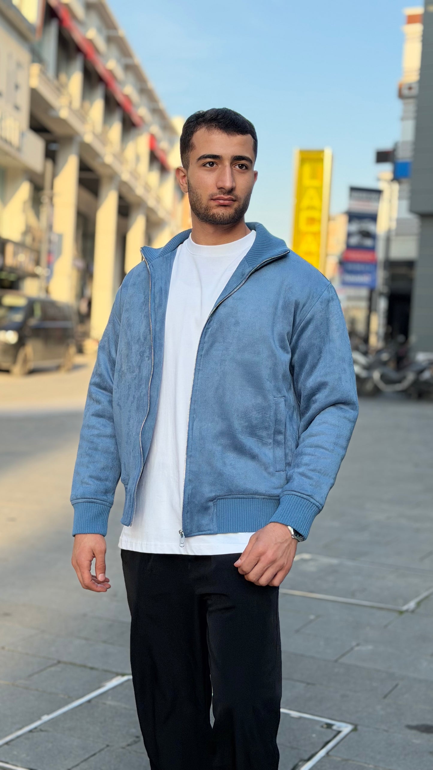 Men’s Soft Suede Zip-Up Bomber Jacket – X2021