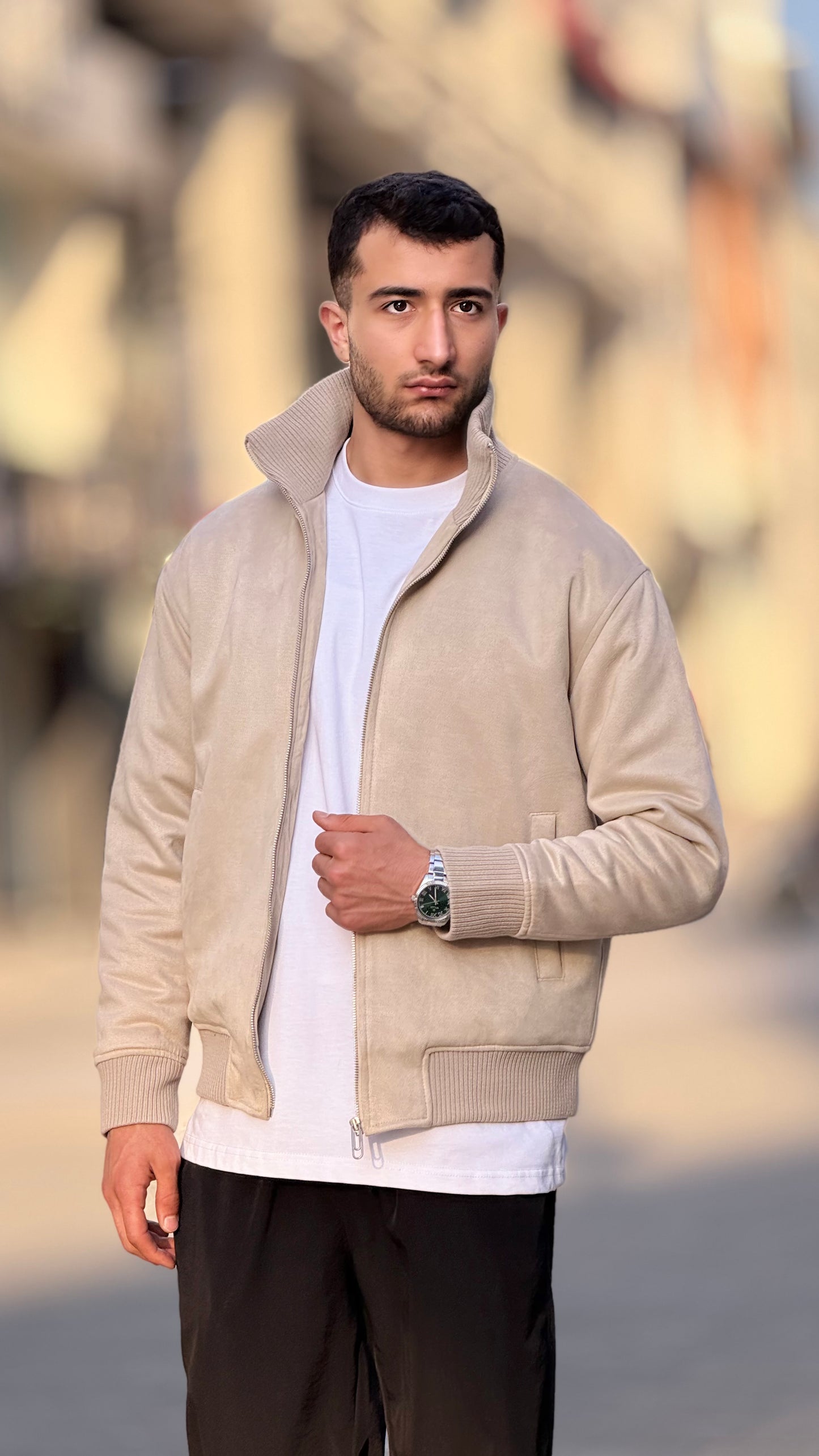 Men’s Soft Suede Zip-Up Bomber Jacket – X2021