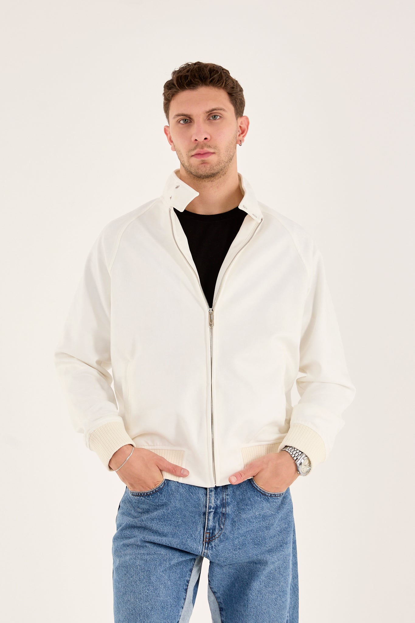 Unisex Soft Suede Zip-Up Bomber Jacket – X-2022
