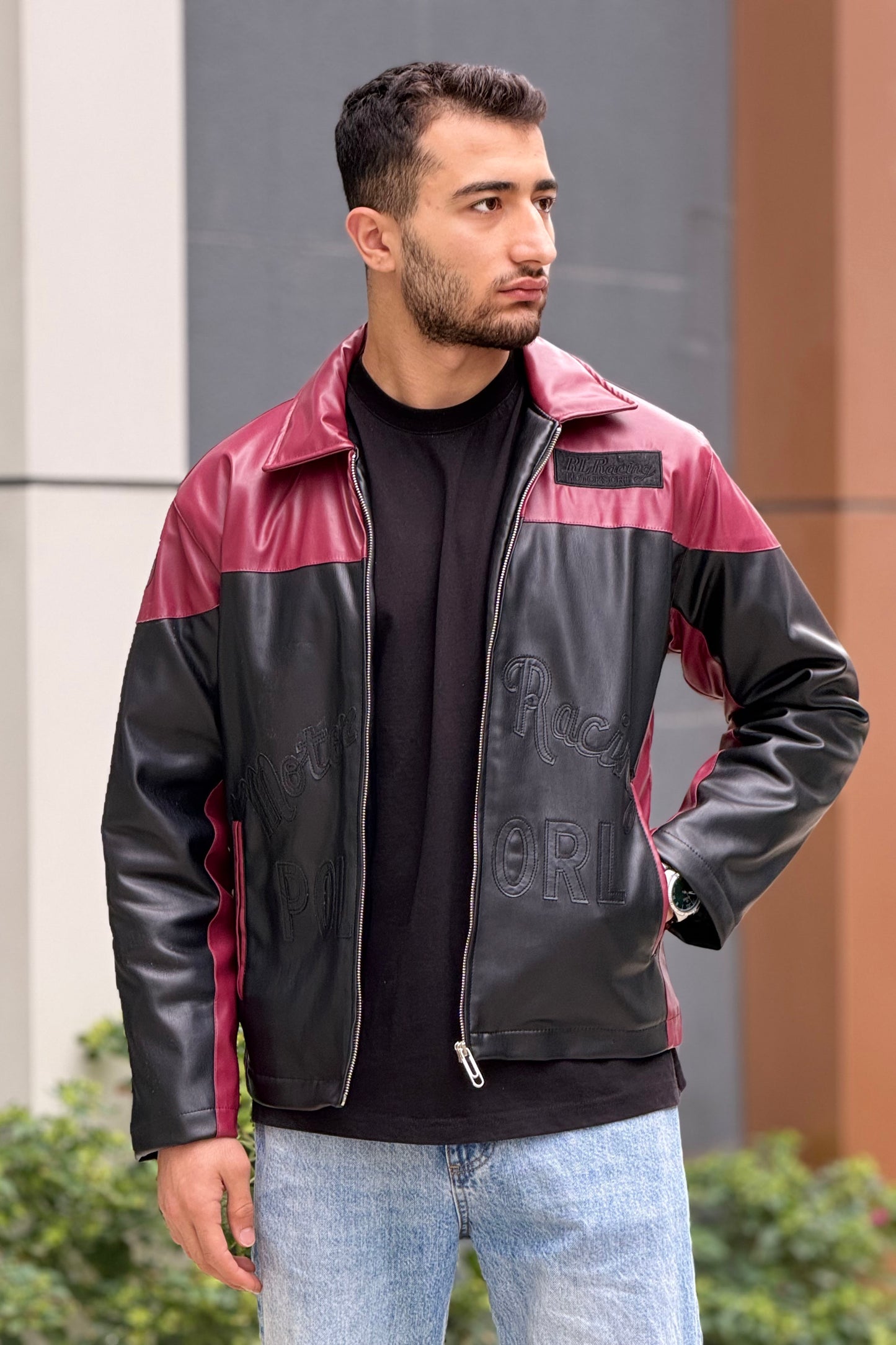 Men’s Faux Leather Biker Jacket – X-2024