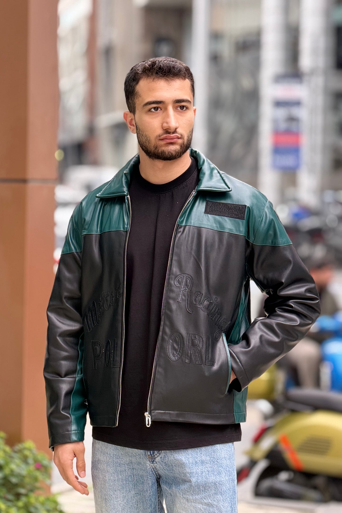 Men’s Faux Leather Biker Jacket – X-2024