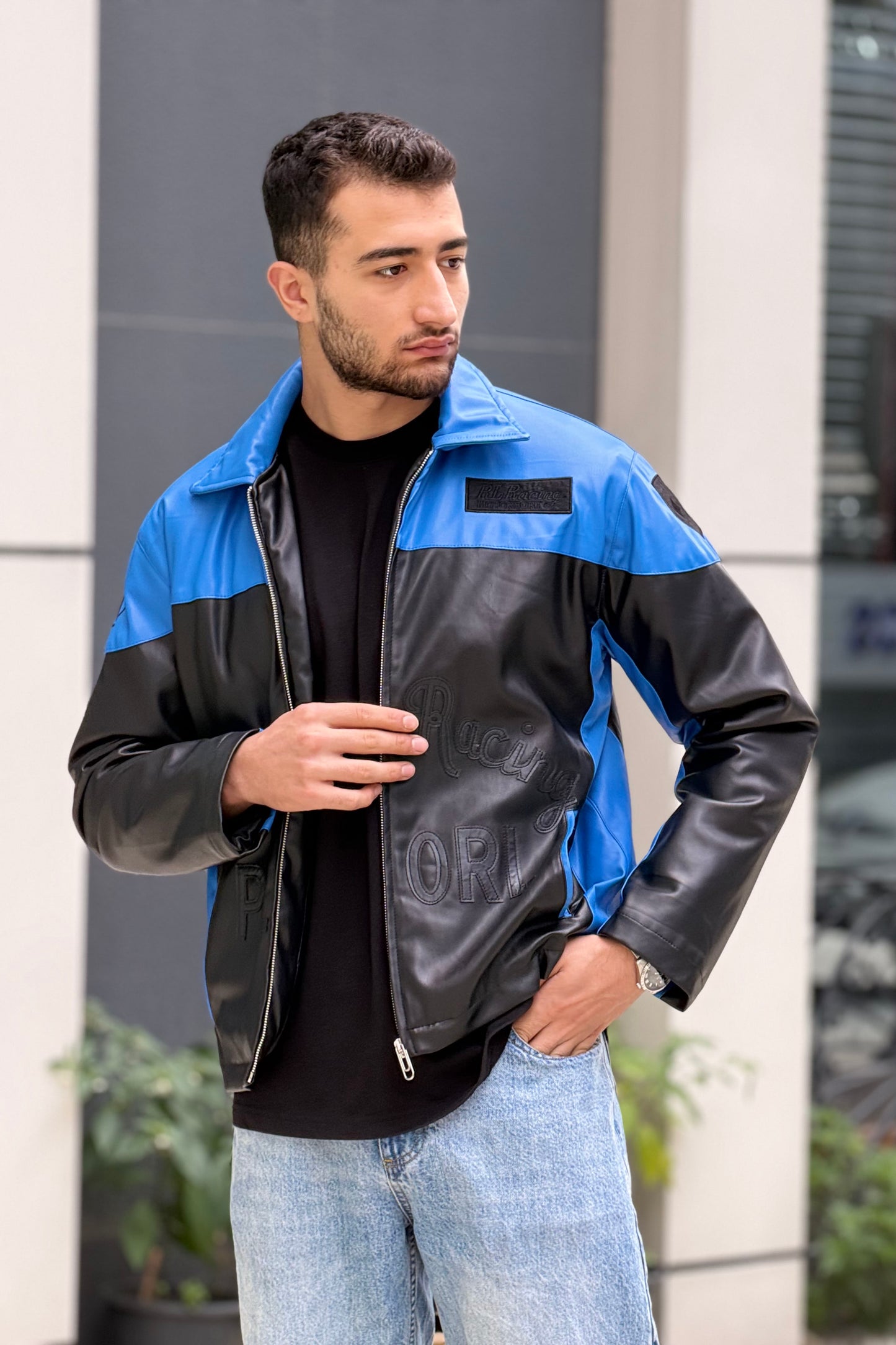 Men’s Faux Leather Biker Jacket – X-2024