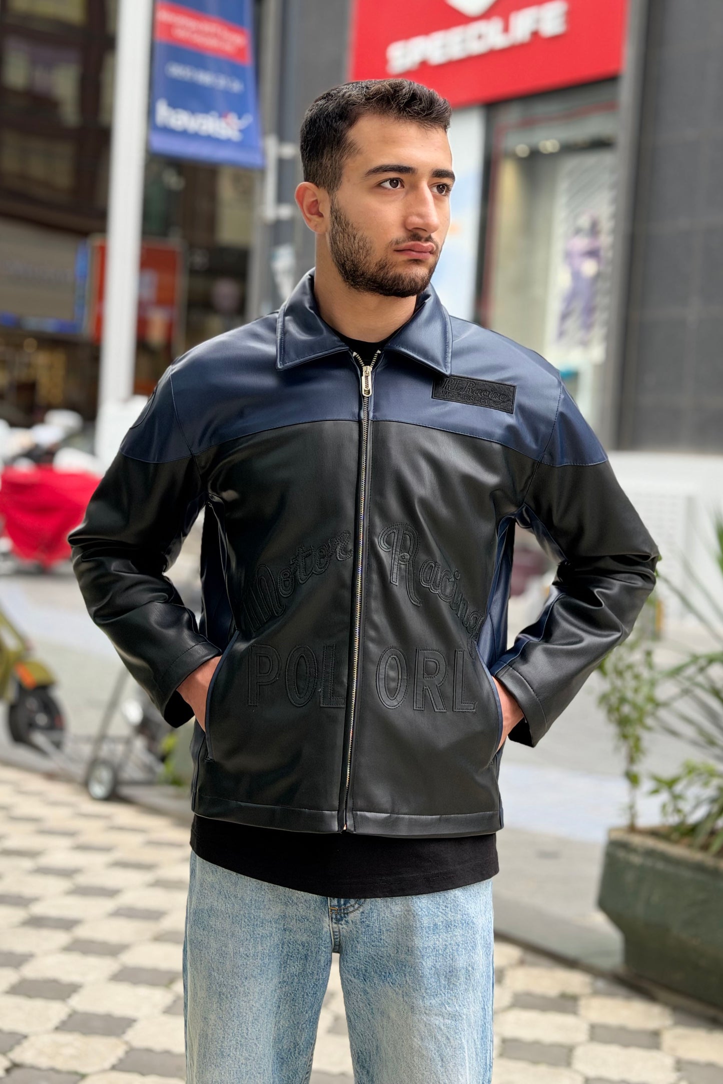 Men’s Faux Leather Biker Jacket – X-2024