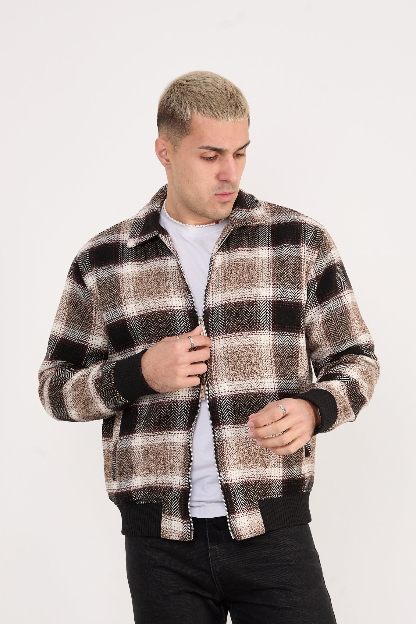Men’s Zip-Up Bomber Jacket – Casual Streetwear - X-2038