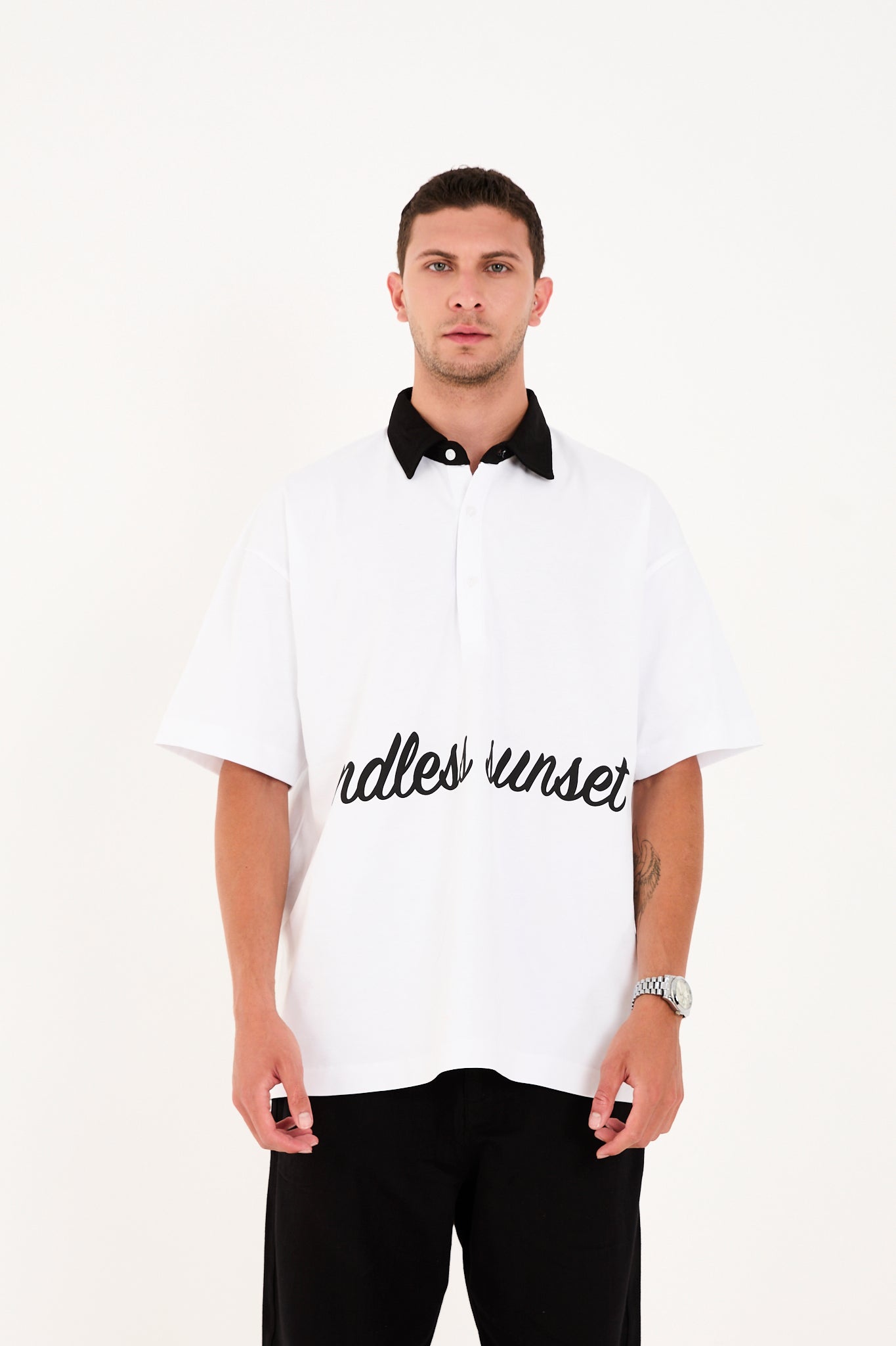 Embroidered Half Placket T-Shirt R-5858