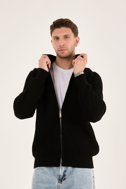 Men’s Ribbed Zip-Up Knit Cardigan – Premium Heavy Knit-X-5006