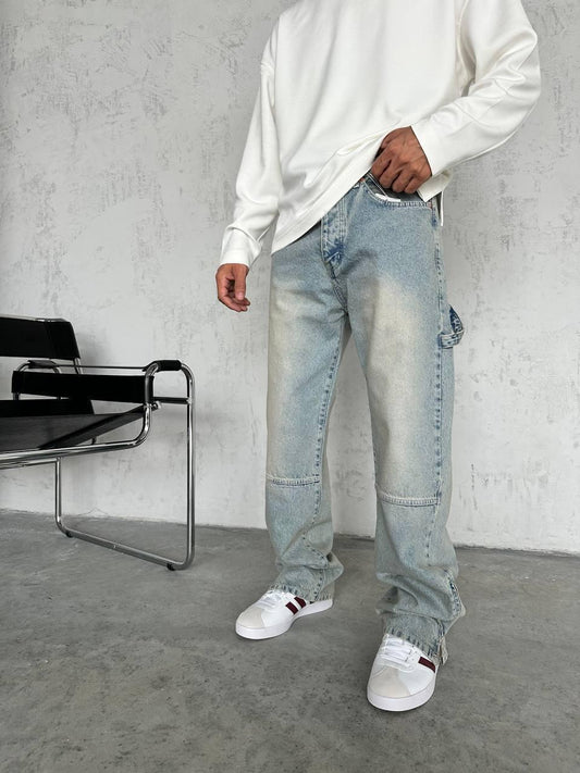 Men’s Brown Carpenter Detail Denim Jeans – T-2884