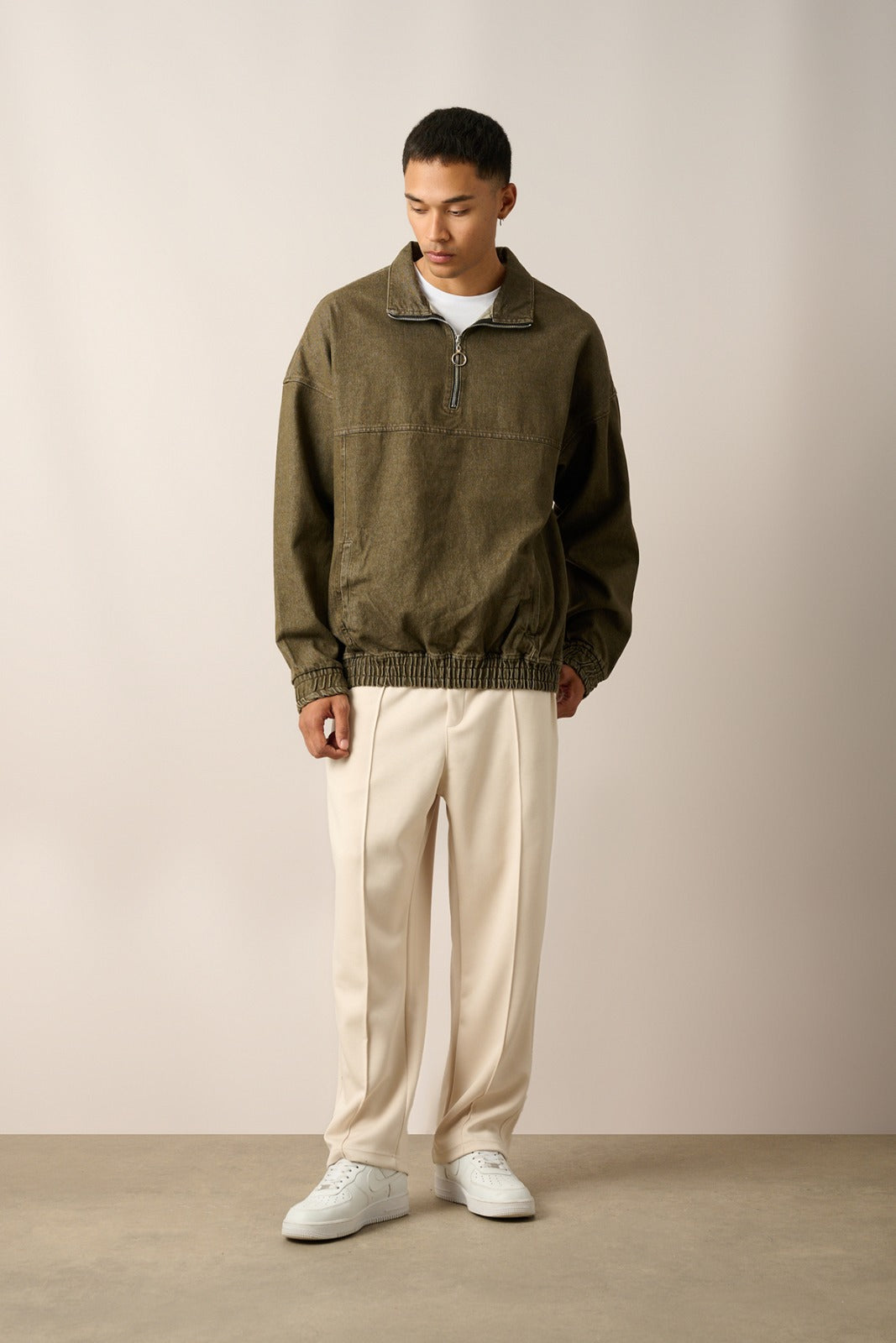 Half-Zip Denim Sweatshirt R-2454