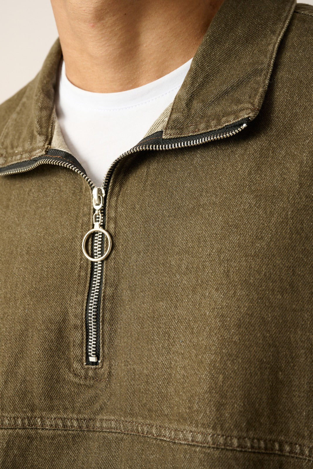 Half-Zip Denim Sweatshirt R-2454