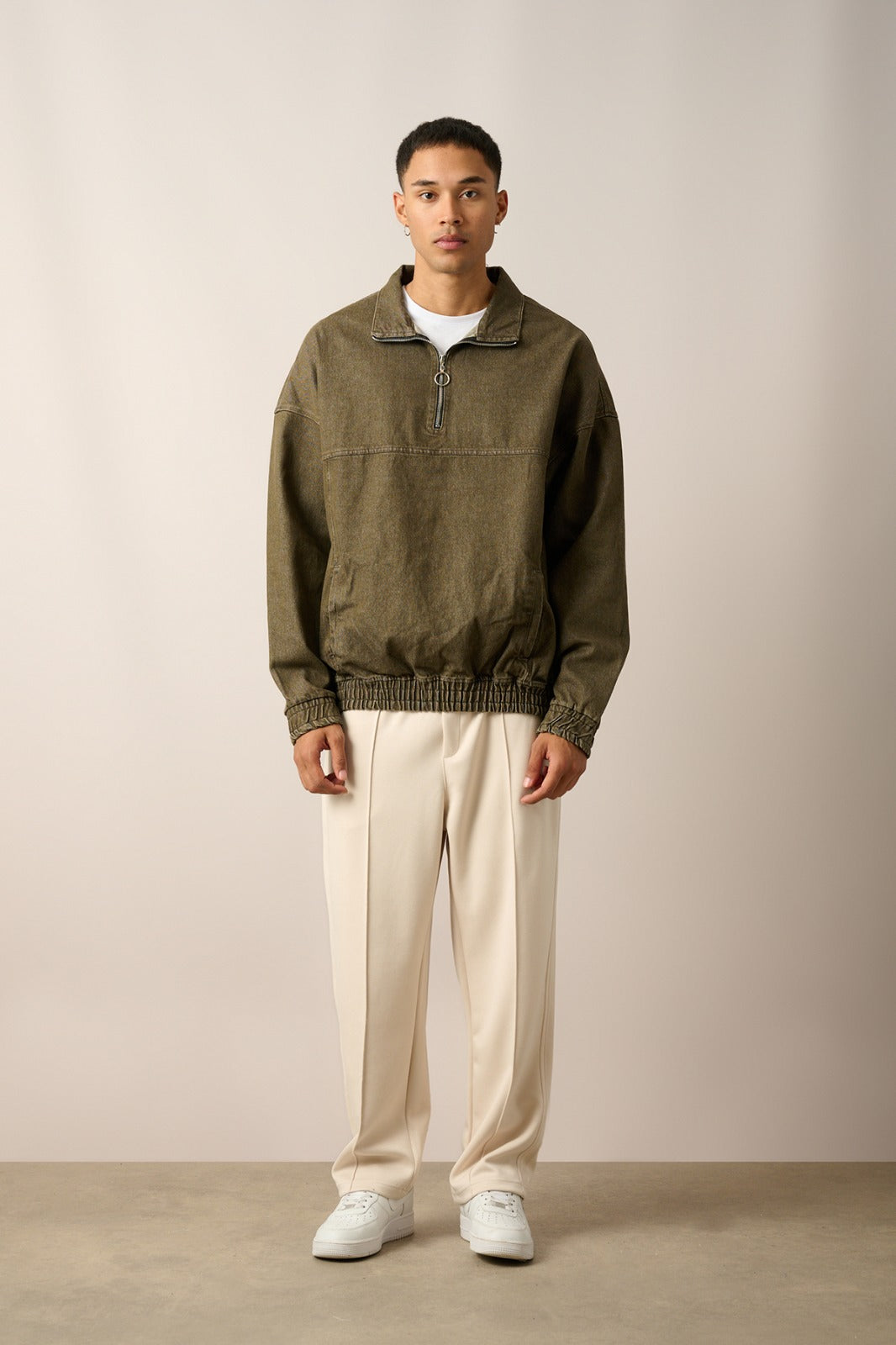 Half-Zip Denim Sweatshirt R-2454