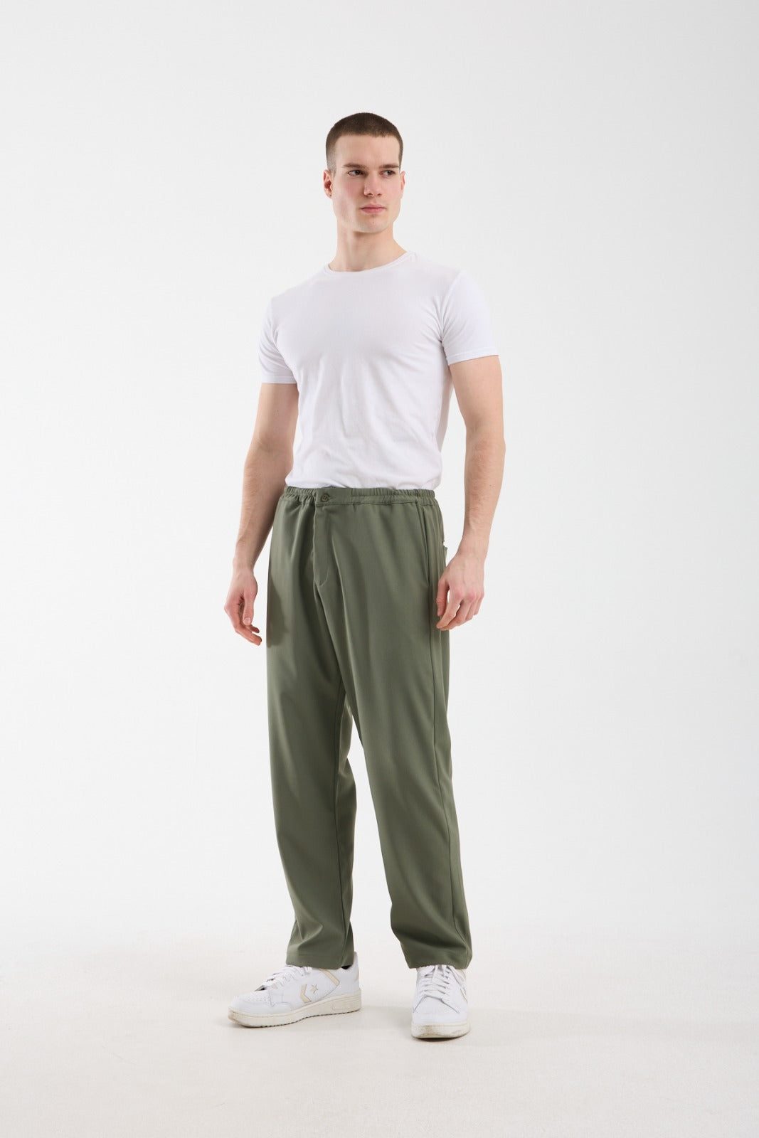 Men’s Elastic Waist Tailored Trousers – Modern Relaxed Fit Pants X-1012