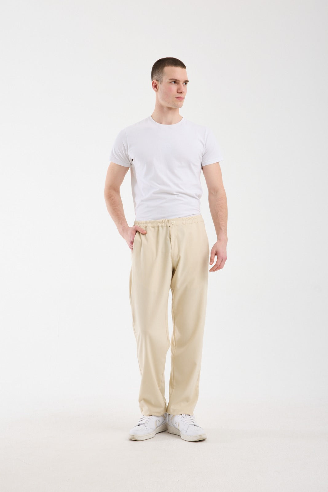 Men’s Elastic Waist Tailored Trousers – Modern Relaxed Fit Pants X-1012