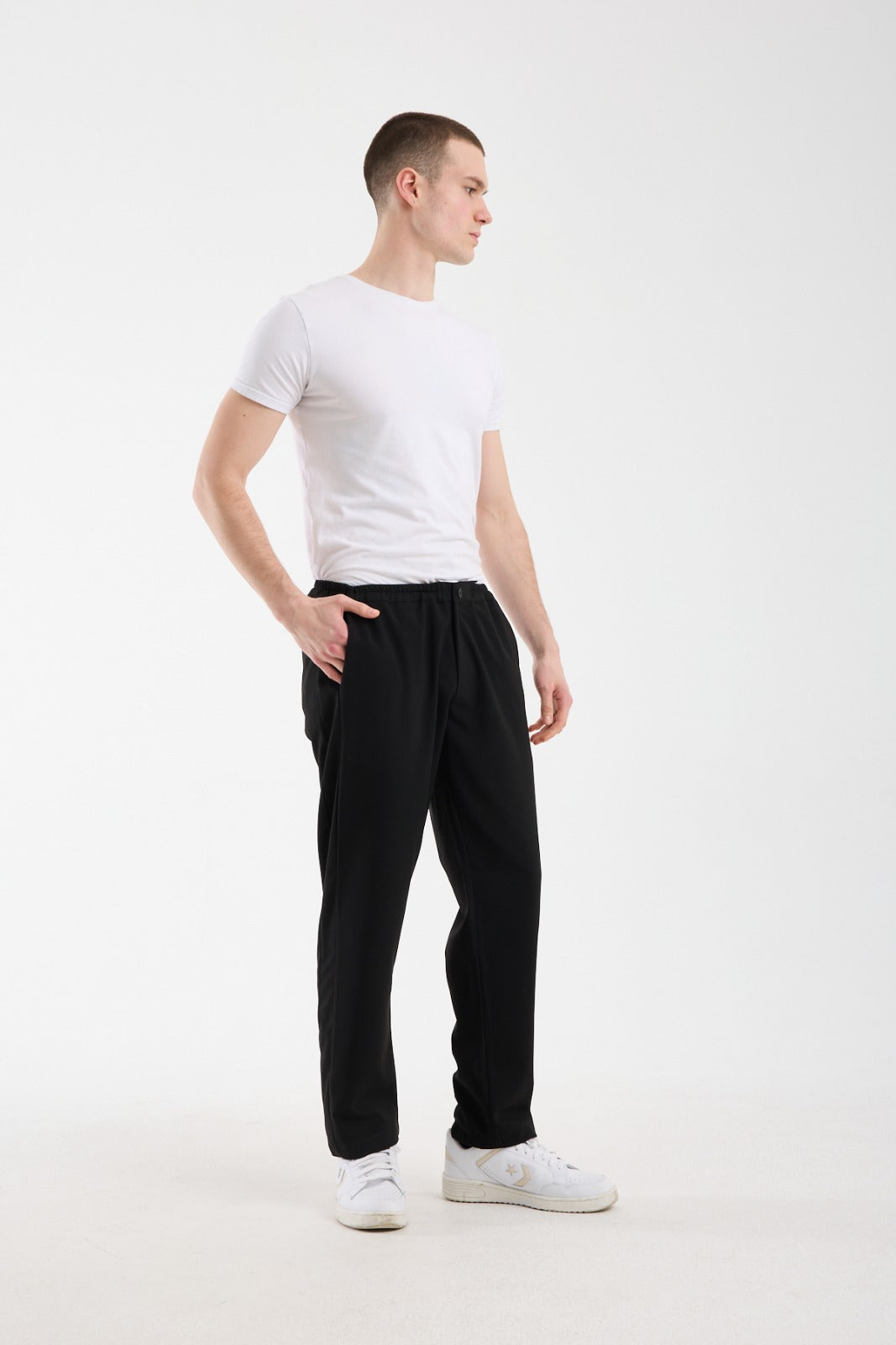 Men’s Elastic Waist Tailored Trousers – Modern Relaxed Fit Pants X-1012