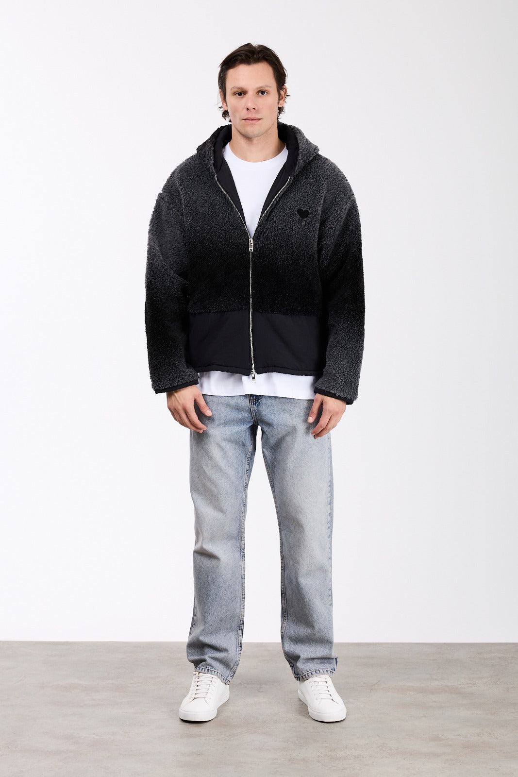 Men’s Gradient Faux Fur Jacket with Wool Lining T-7010