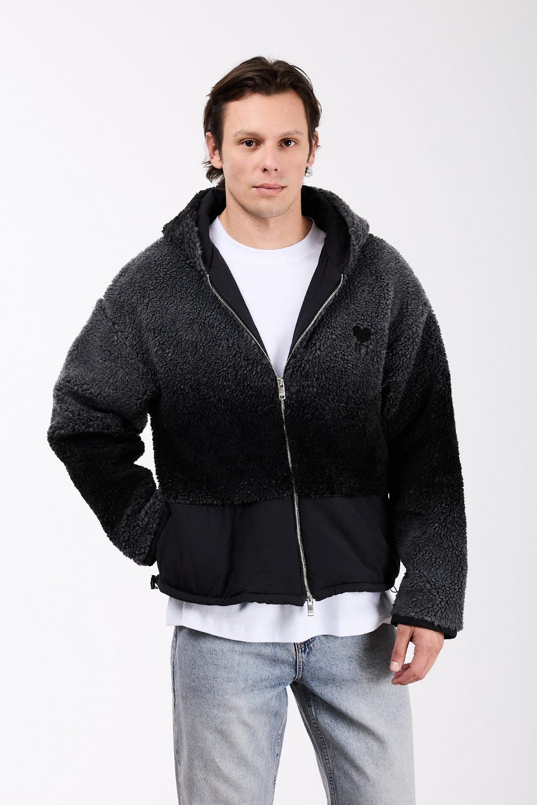 Men’s Gradient Faux Fur Jacket with Wool Lining T-7010