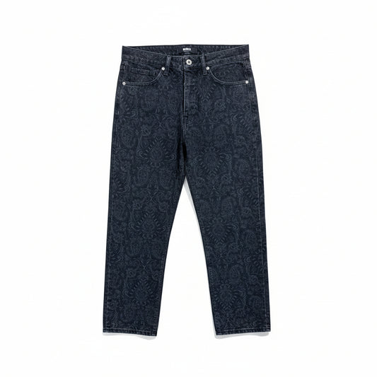Men's Black Patterned Denim Jeans-T-3168-5