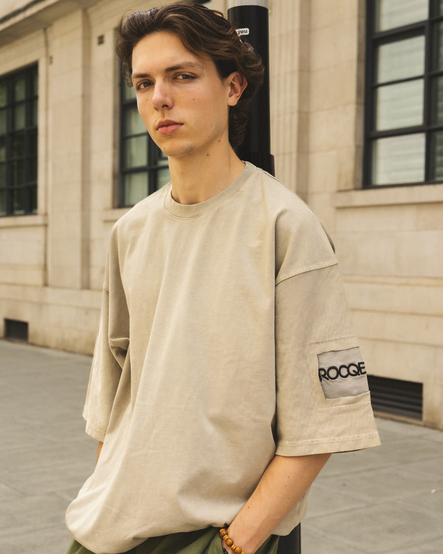 Washed Cotton T-Shirt with Sleeve Embroidery – Men’s Premium Casual Tee R-5865