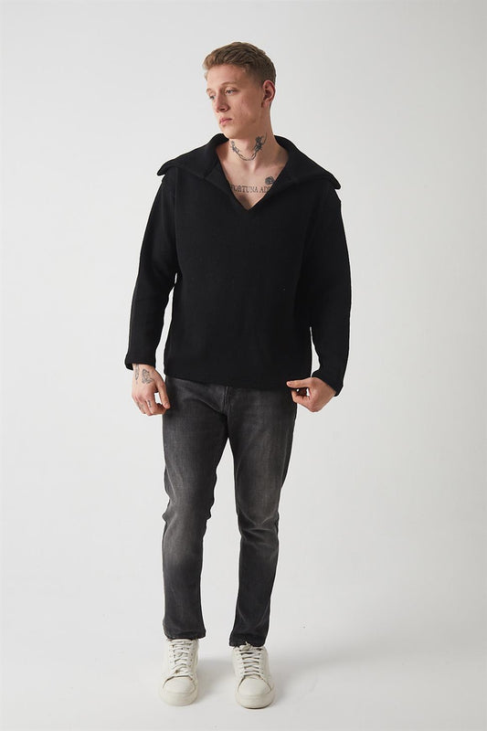 Men’s V-Neck Knitted Sweatshirt – Modern Fit Soft Knit Pullover R-5850