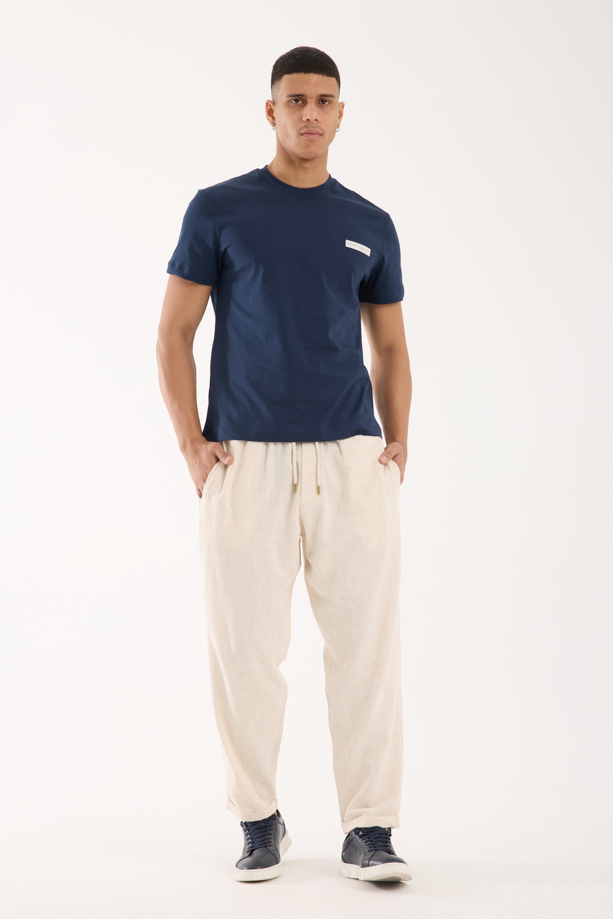 Double Cuff Linen Pants – 100% Cotton Linen R-4222