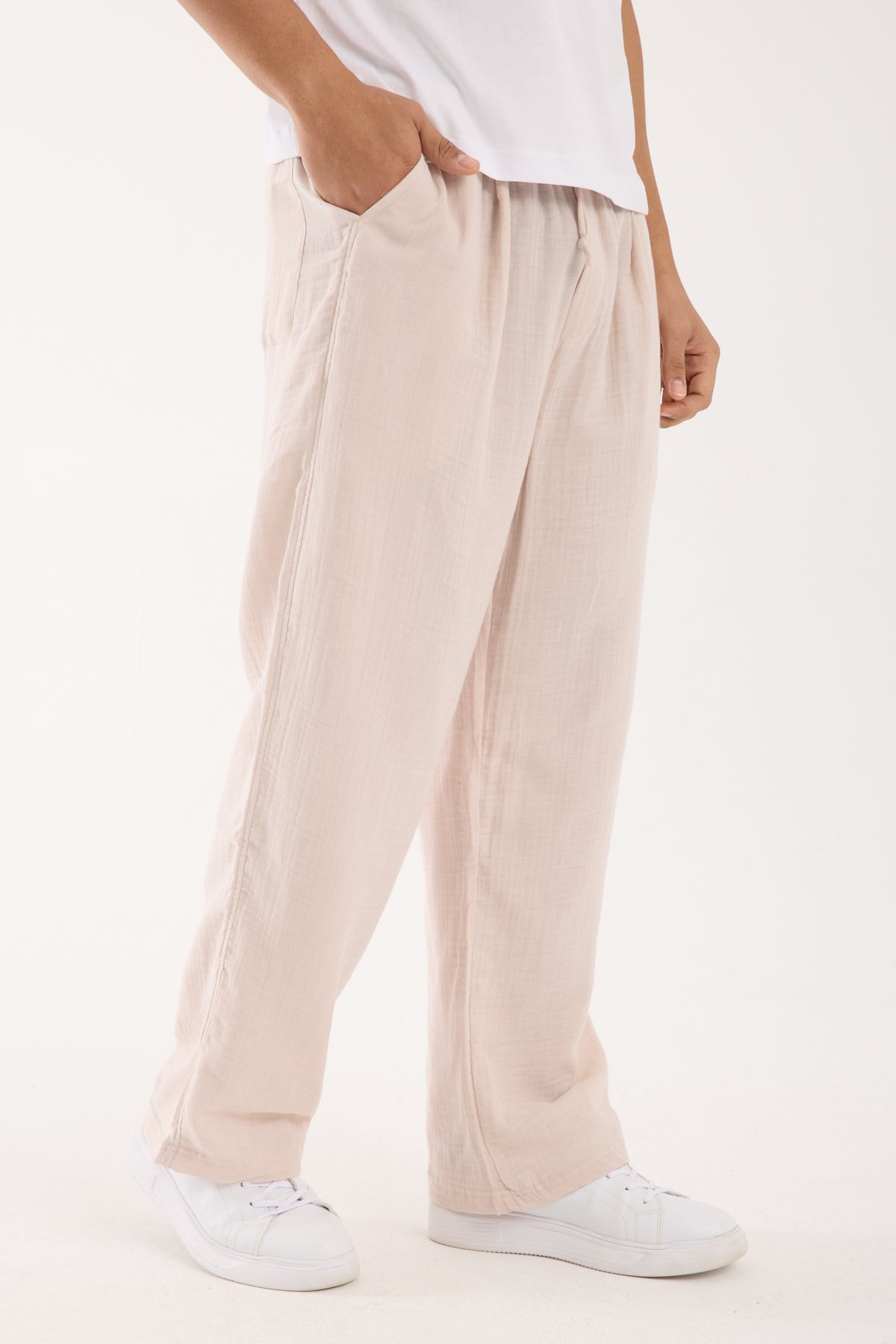 R-4437 Elastic Waist Muslin Pants – 100% Cotton Muslin