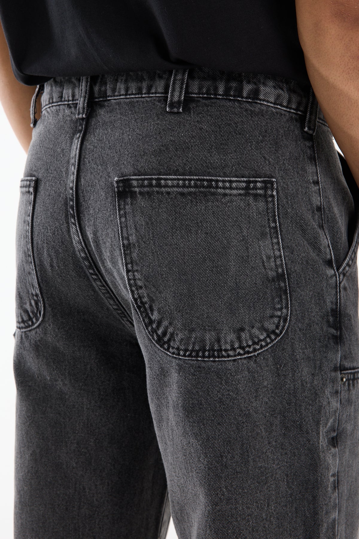 Washed Grey Wide Leg Denim Jeans for Men T-335