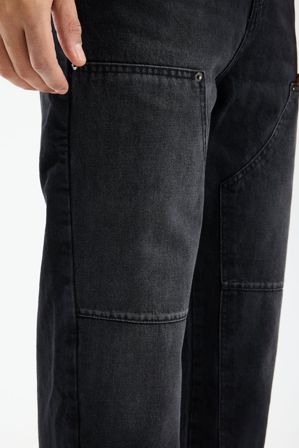 Washed Black Wide Leg Denim Jeans for Men T-335