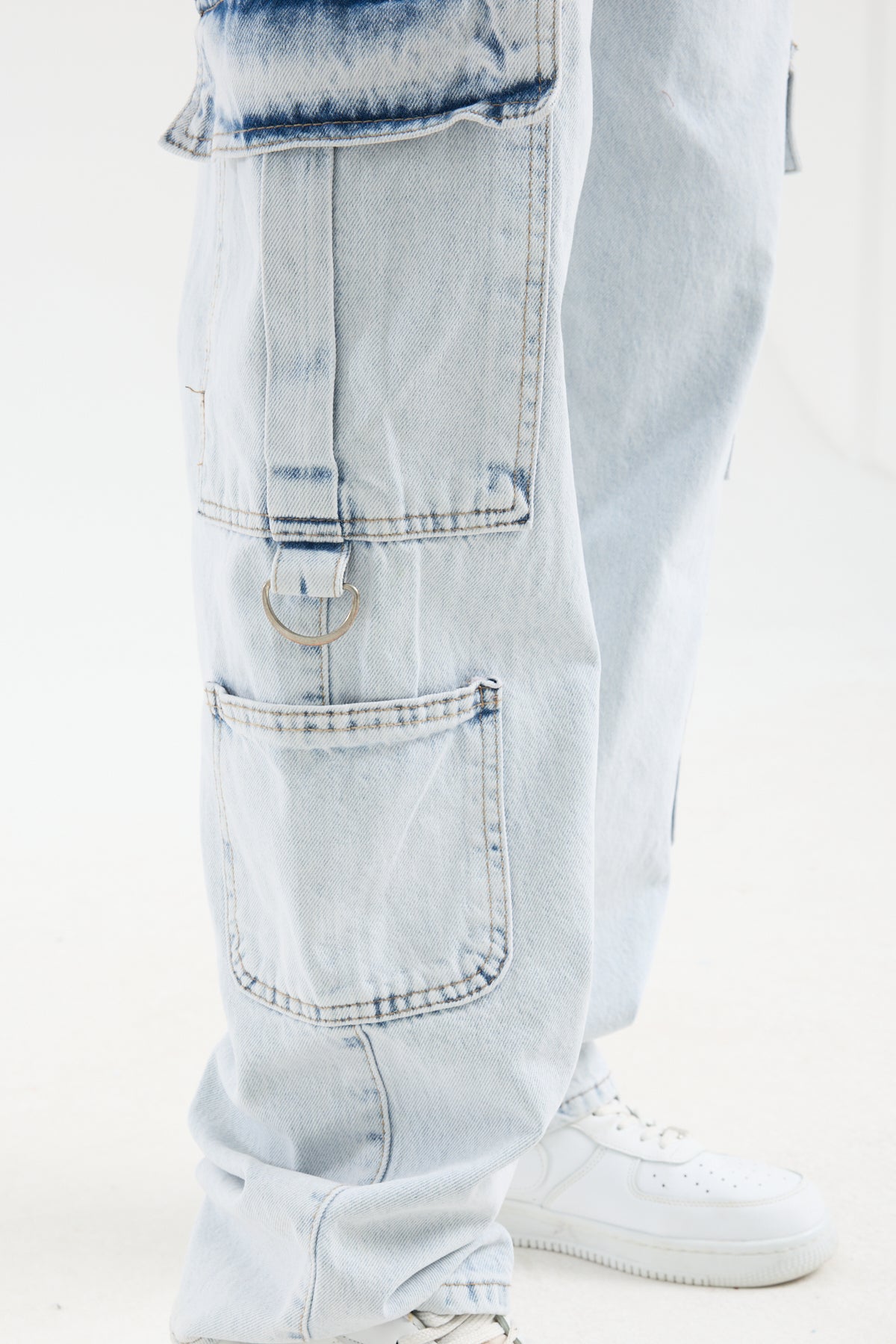 Men's Washed Blue Jeans With Side Pocket Detail-T-3245
