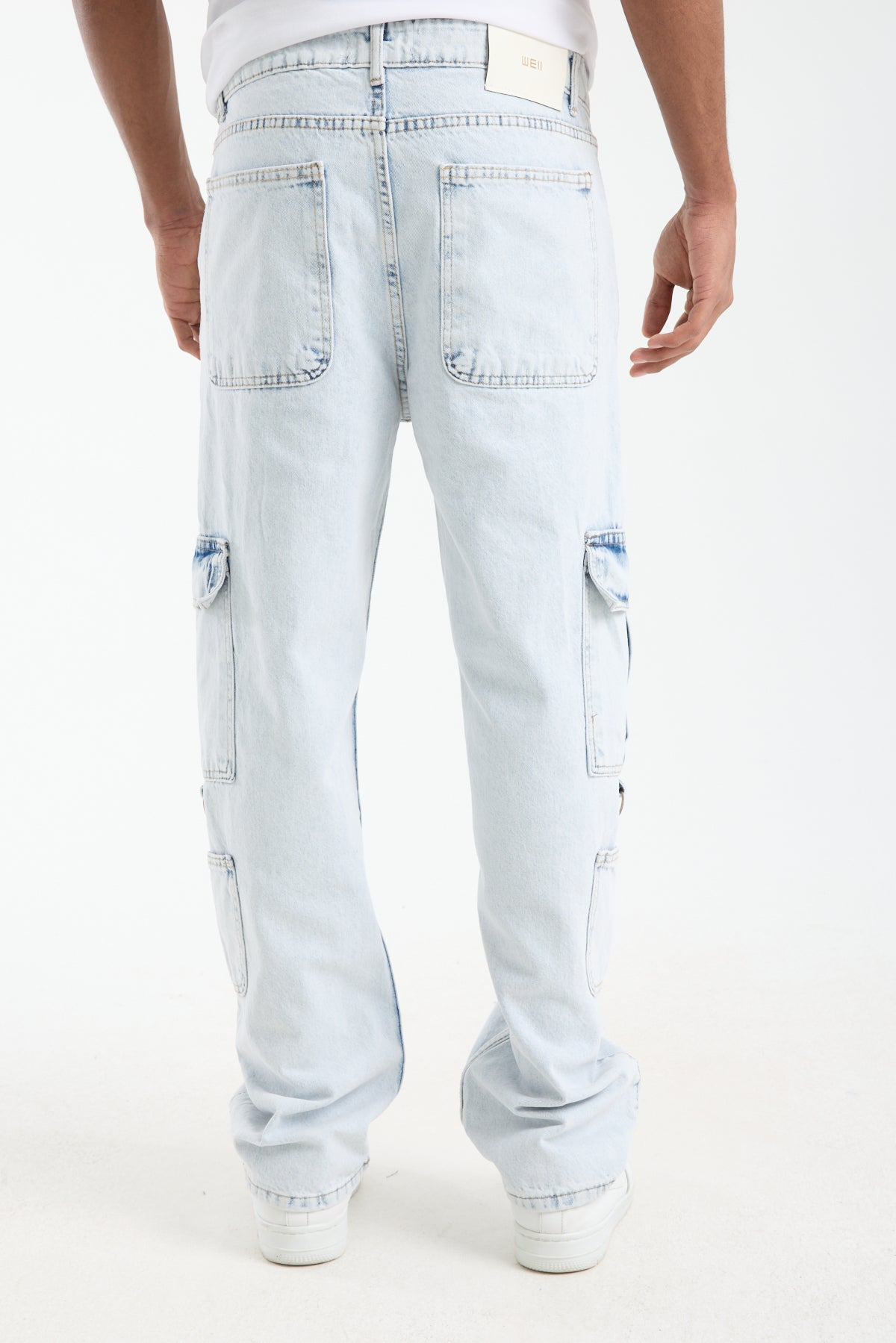 Men's Washed Blue Jeans With Side Pocket Detail-T-3245