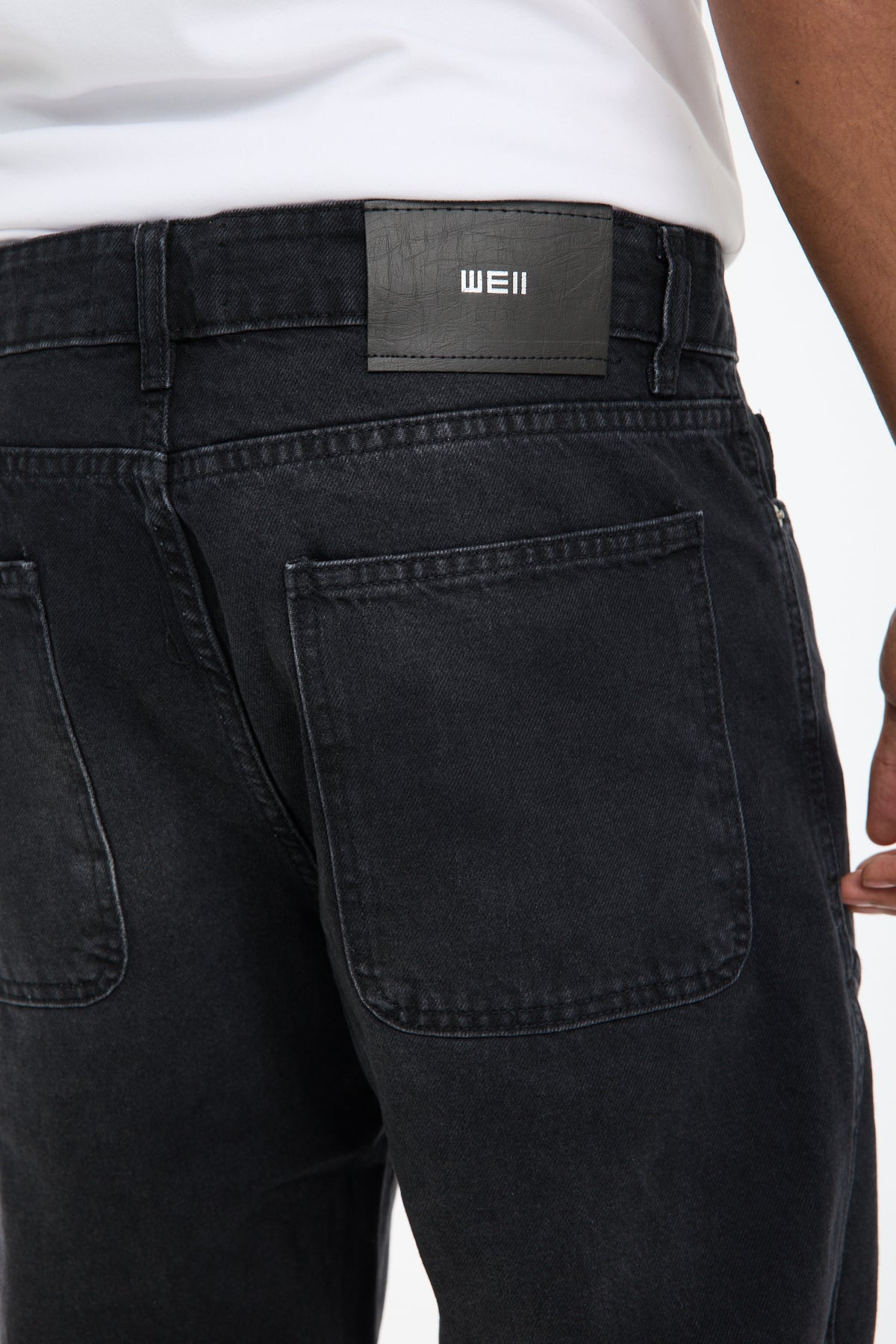 Men’s Washed Grey Panelled Jeans – Relaxed Fit Streetwear | T-3141