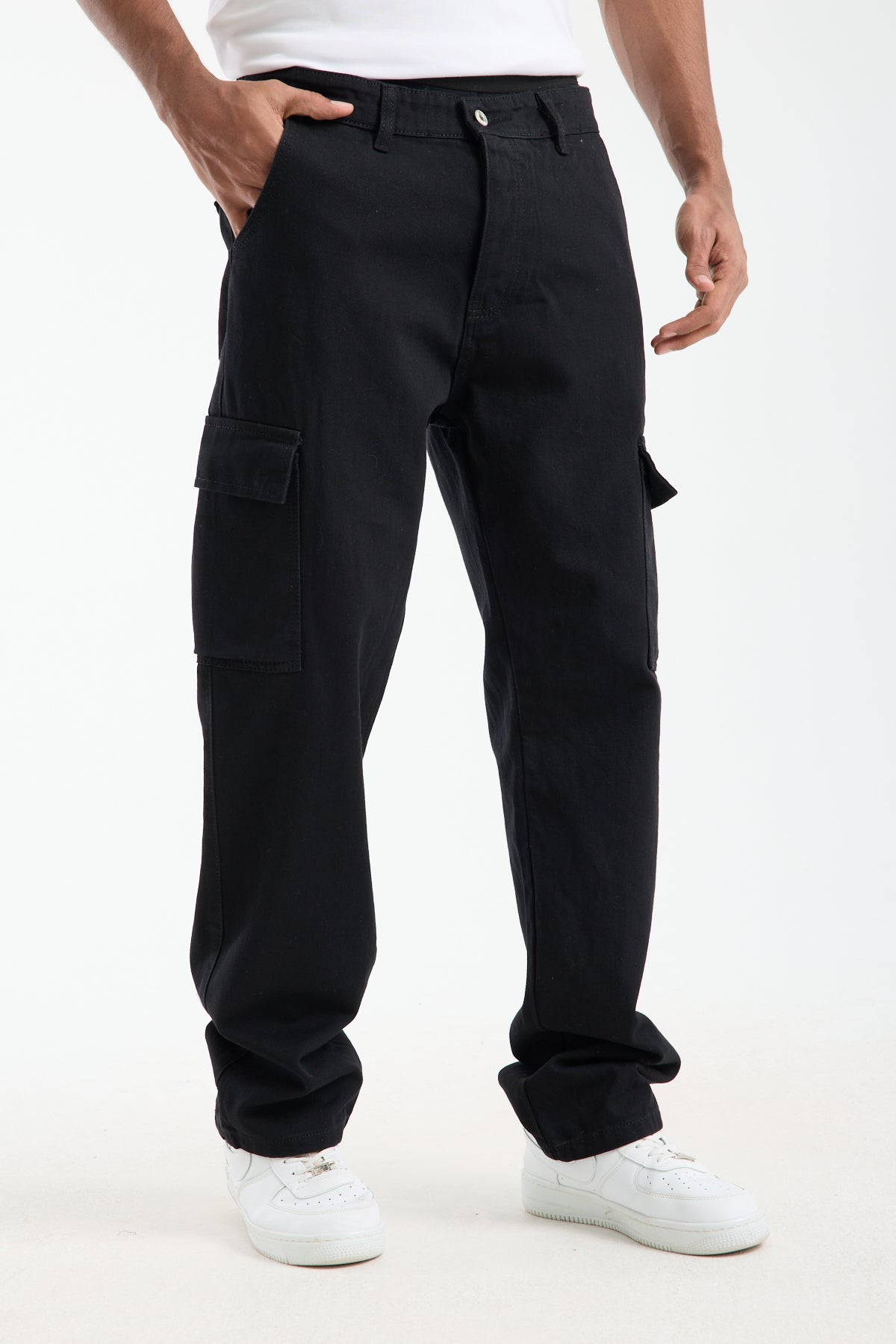 Men’s Black Cargo Denim Jeans-T-2225
