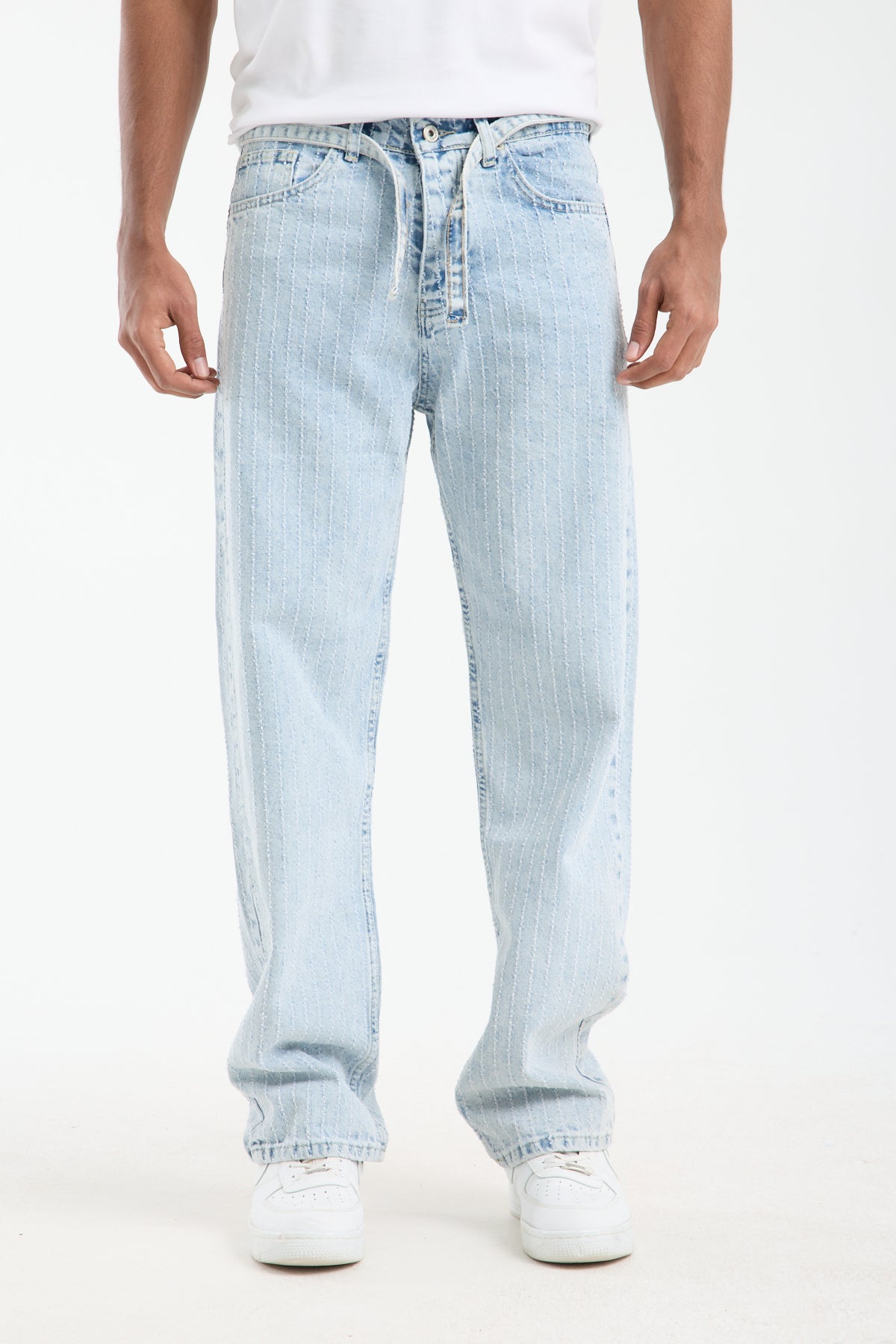 Men’s Striped Light Blue Denim Jeans-T-3164-1