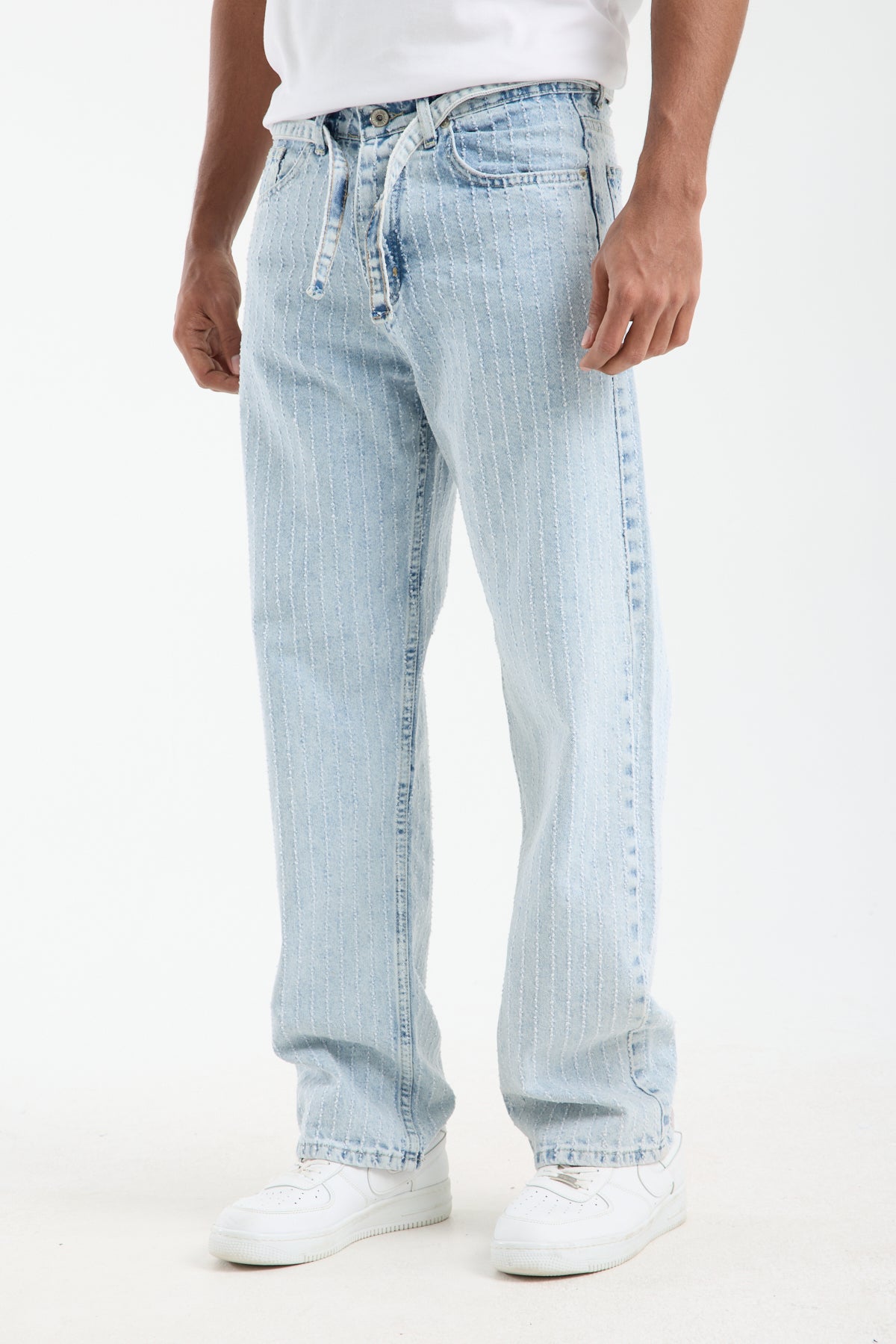 Men’s Striped Light Blue Denim Jeans-T-3164-1