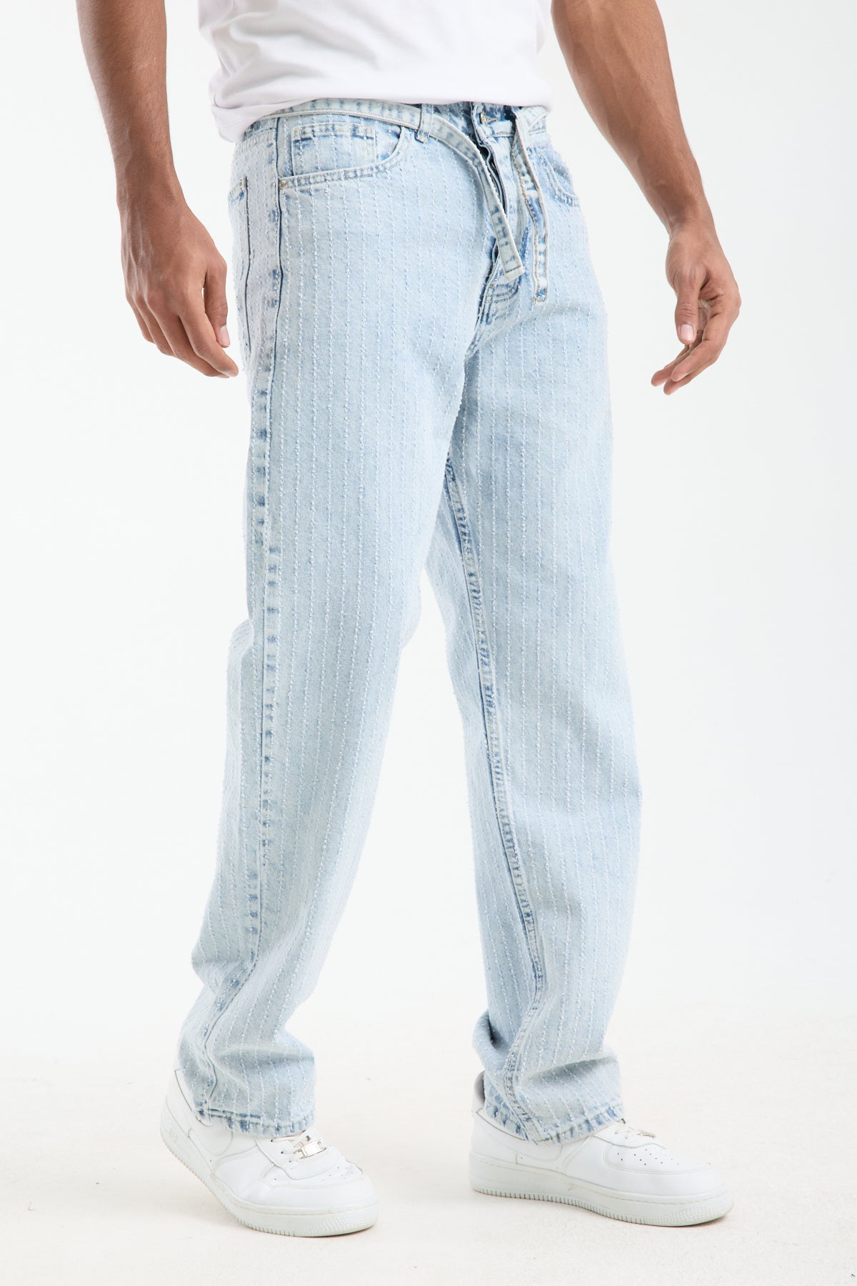 Men’s Striped Light Blue Denim Jeans-T-3164-1