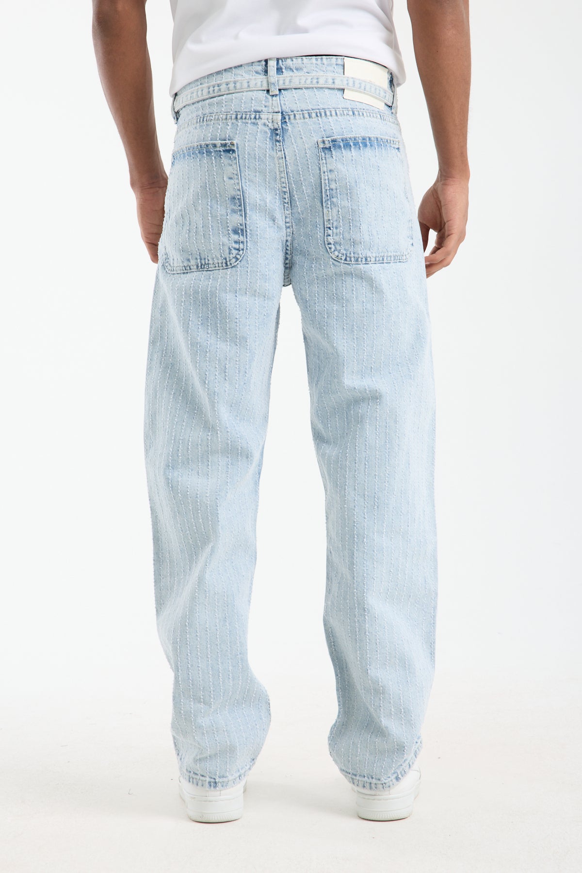 Men’s Striped Light Blue Denim Jeans-T-3164-1