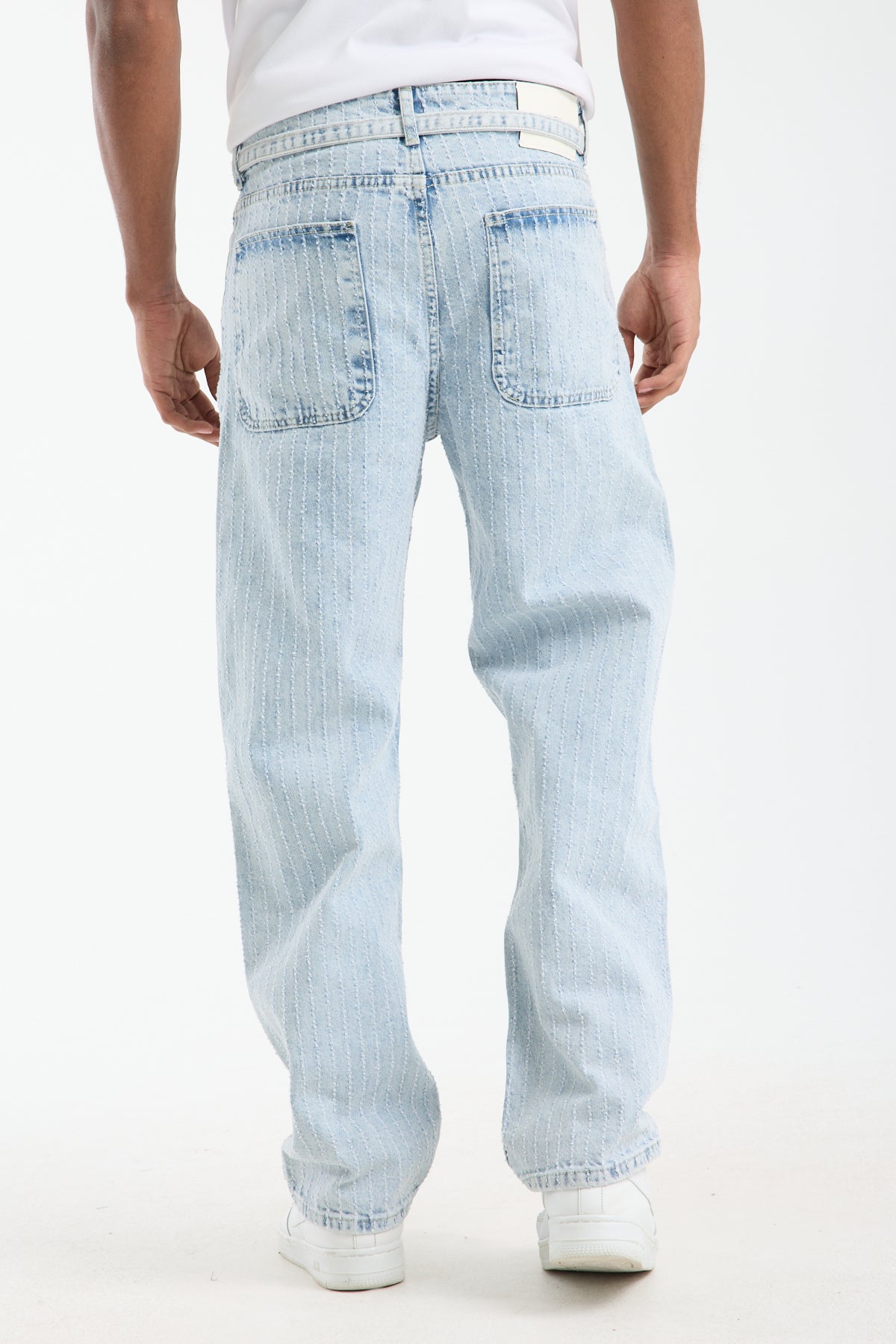 Men’s Striped Light Blue Denim Jeans-T-3164-1