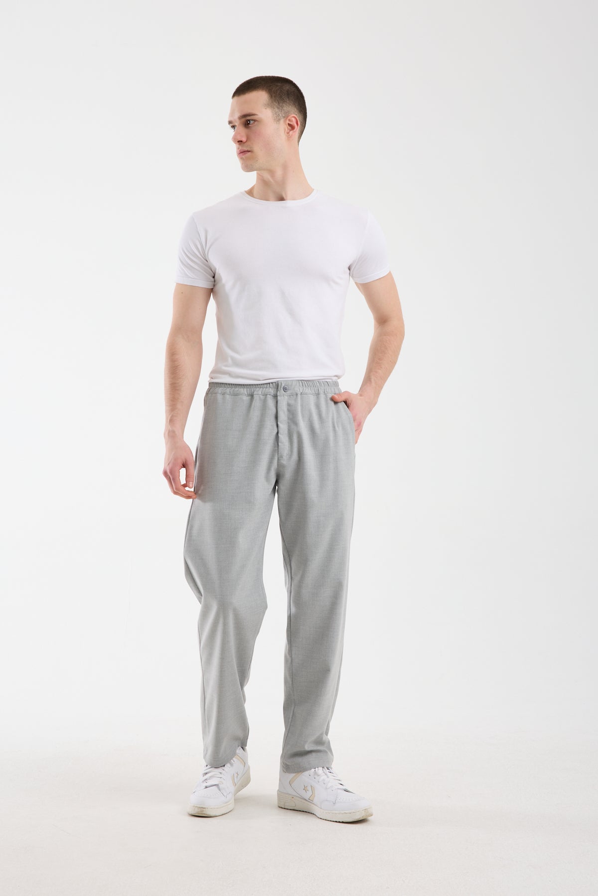 Men’s Elastic Waist Tailored Trousers – Modern Relaxed Fit Pants X-1012