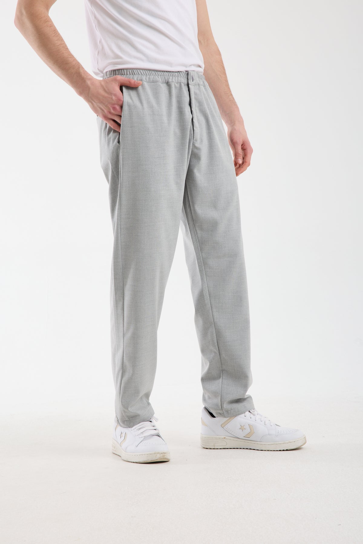 Men’s Elastic Waist Tailored Trousers – Modern Relaxed Fit Pants X-1012