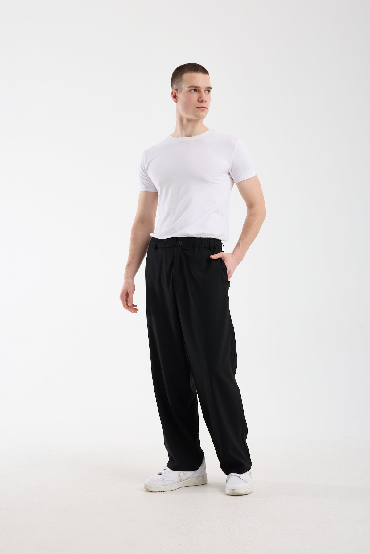 Men’s Trousers with Zipper and Elastic Waistband – Modern Relaxed Fit Pants X-1010