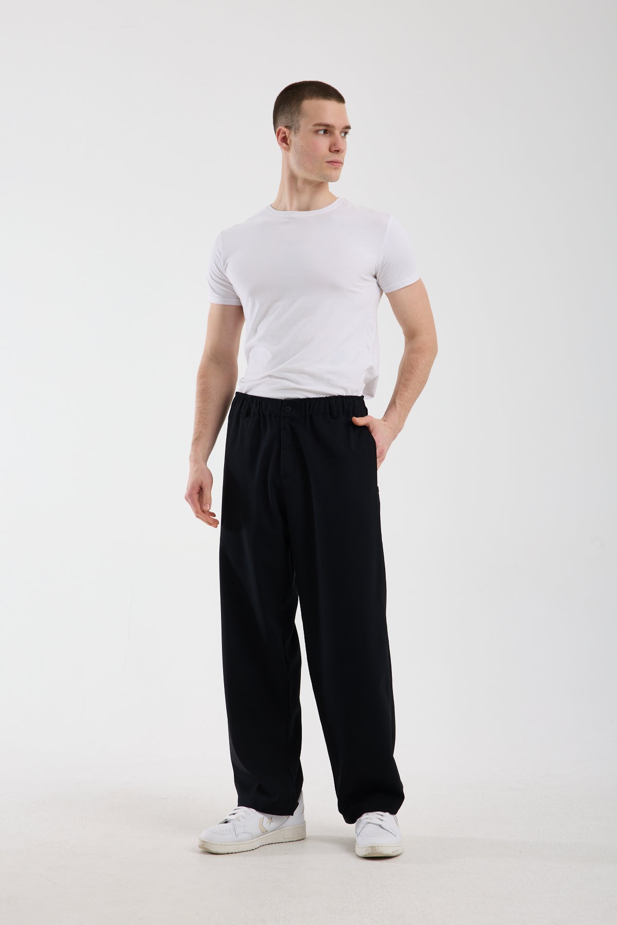 Men’s Trousers with Zipper and Elastic Waistband – Modern Relaxed Fit Pants X-1010