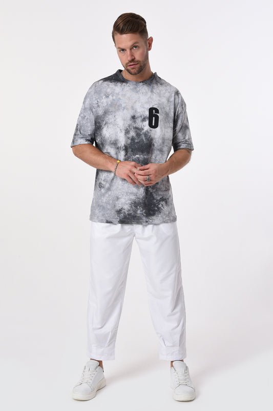 Men's Crew Neck Osaka Back Print Tie-Dye T-Shirt R-5653